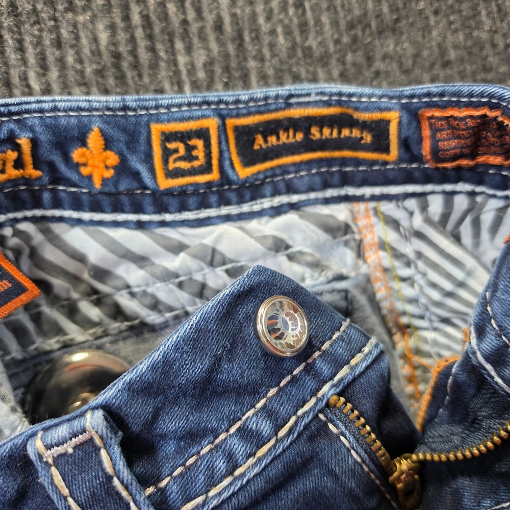 Rock Revival Ankle Skinny Jeans Womens 23 Blue Excellent Sundee Distressed - Picture 11 of 16